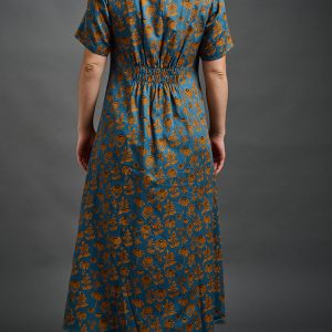 Artsy Traveler Midi Dress - Teal Floral - Image 4