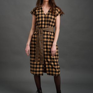 Padma Pocket Dress - Black and Tan Mix - Image 1