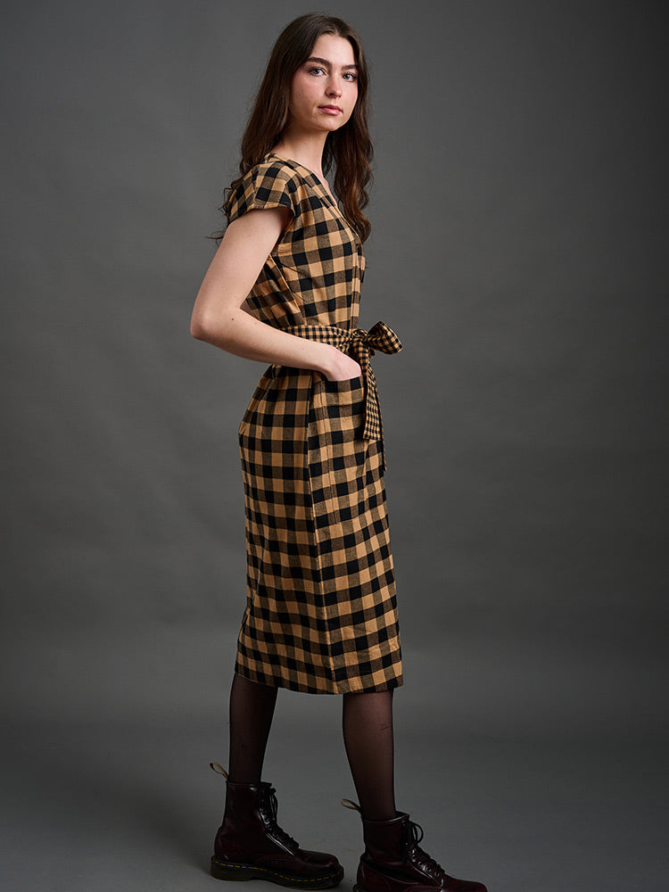 Padma Pocket Dress - Black and Tan Mix - Image 3
