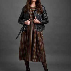 Kavita Dress - Chocolate Stripe - Image 1