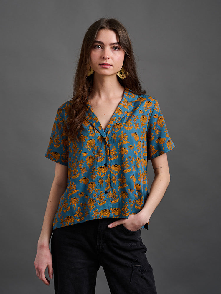 Camp Shirt - Teal Floral - Image 2