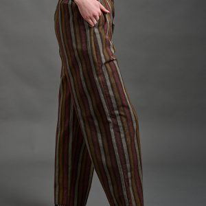 Emmy Drawstring Pant - Chocolate Stripe - Image 2