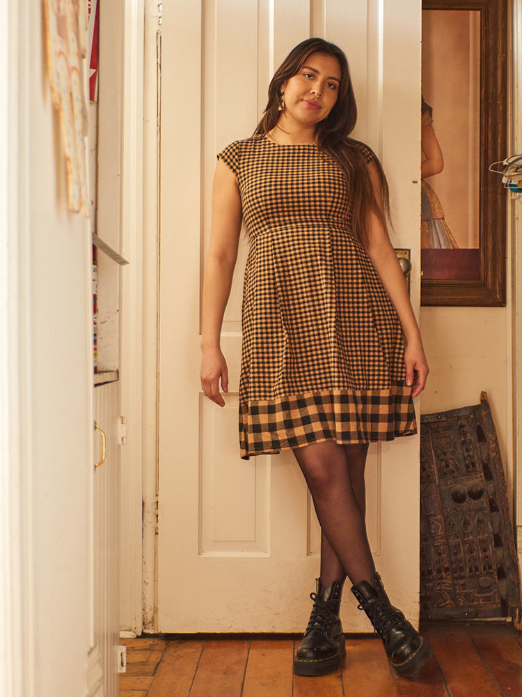 Devonshire Dress - Black and Tan Small Gingham - Image 5
