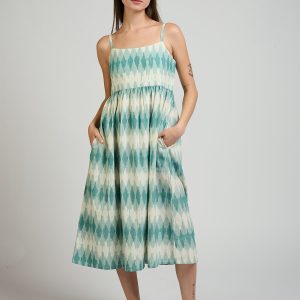 Sofia Midi Dress - Teal Ikat - Image 6