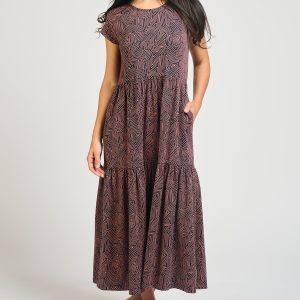 Tiered Jersey Dress - Tree Rings Blue - Image 4