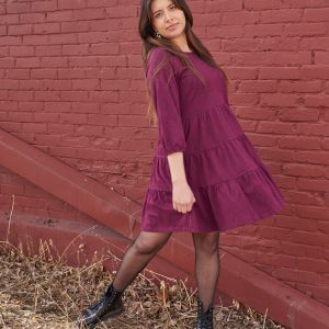 Bellini Long Sleeve Dress - Diamond Vine Dark Purple - Image 3