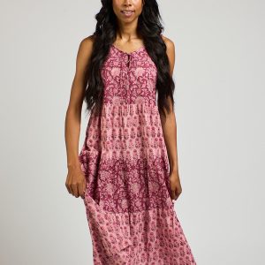 Thais Tiered Sleeveless Dress - Magenta Vine Floral - Image 6