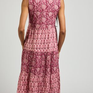 Thais Tiered Sleeveless Dress - Magenta Vine Floral - Image 9