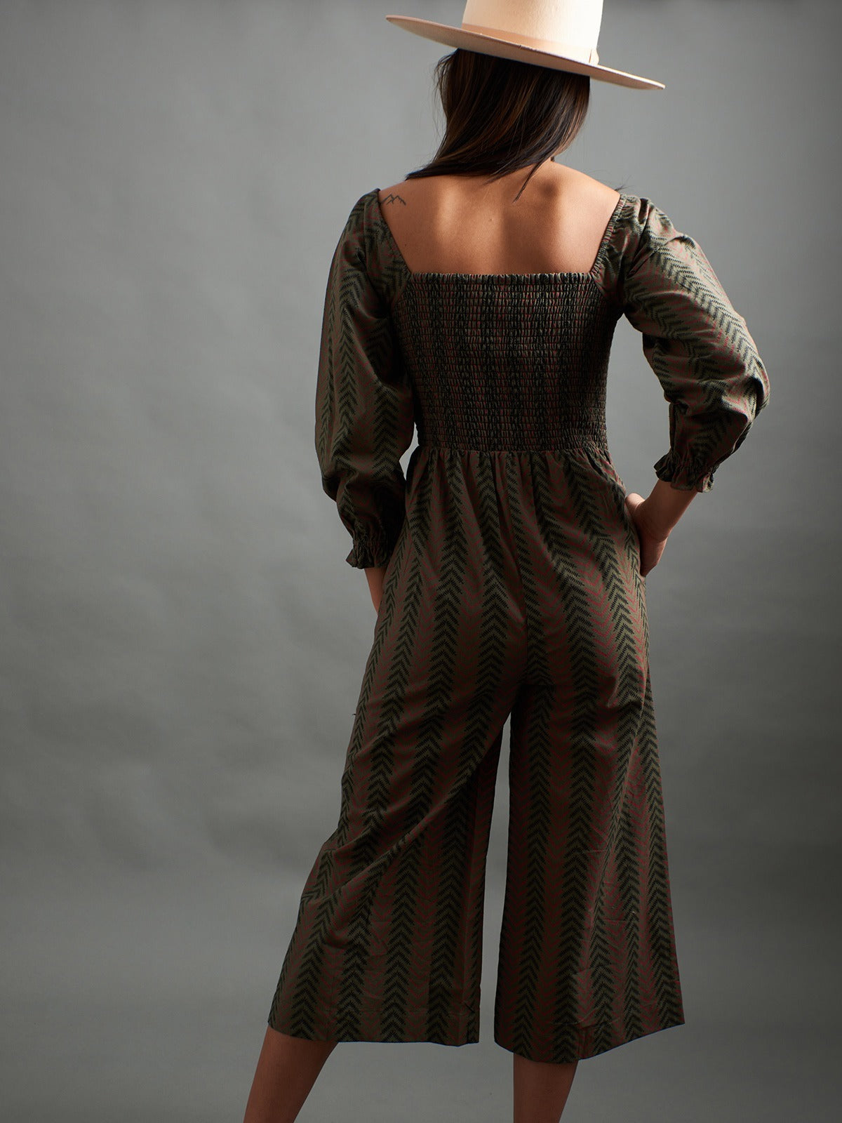 Theodora Jumpsuit - Chevron Fern Red - Image 3