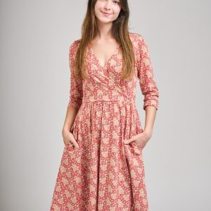 Callie 3/4 Sleeve Wrap Dress - Matisse Vermillion - Image 1