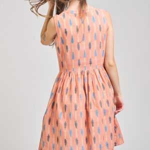 Kerala Placket Dress - Peach Ikat - Image 9