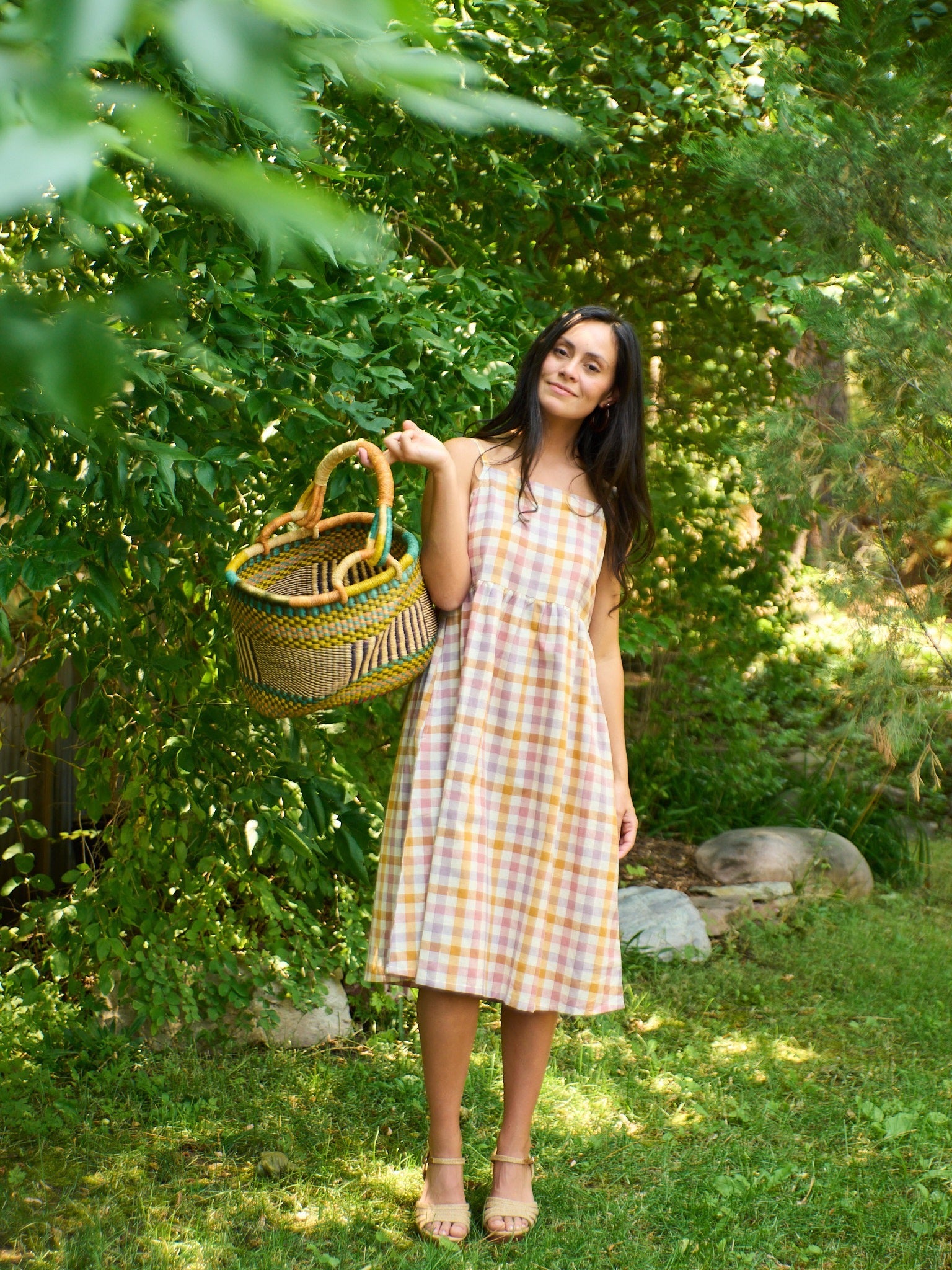 Ivy Midi Dress - Blush Plaid - Image 1