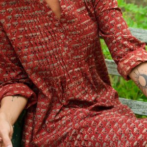 Victoria Tunic Dress - Currant Red - Image 3