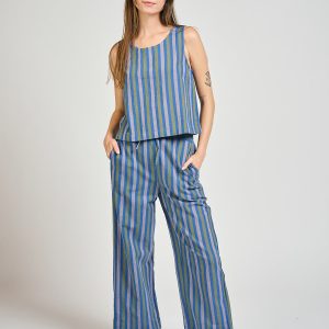 Emmy Drawstring Pant - Lavender Stripe - Image 2