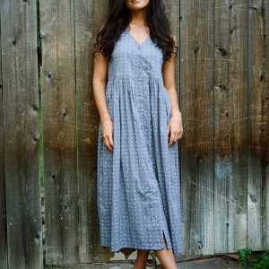 Olivia Dress - Slate Blue Dots - Image 2
