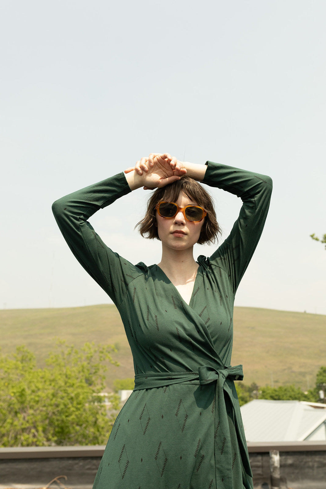 Katie Maxi Wrap Dress - Diamond Vine Dark Sage - Image 2