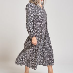 Norah Tiered Dress - Black Botanical - Image 2