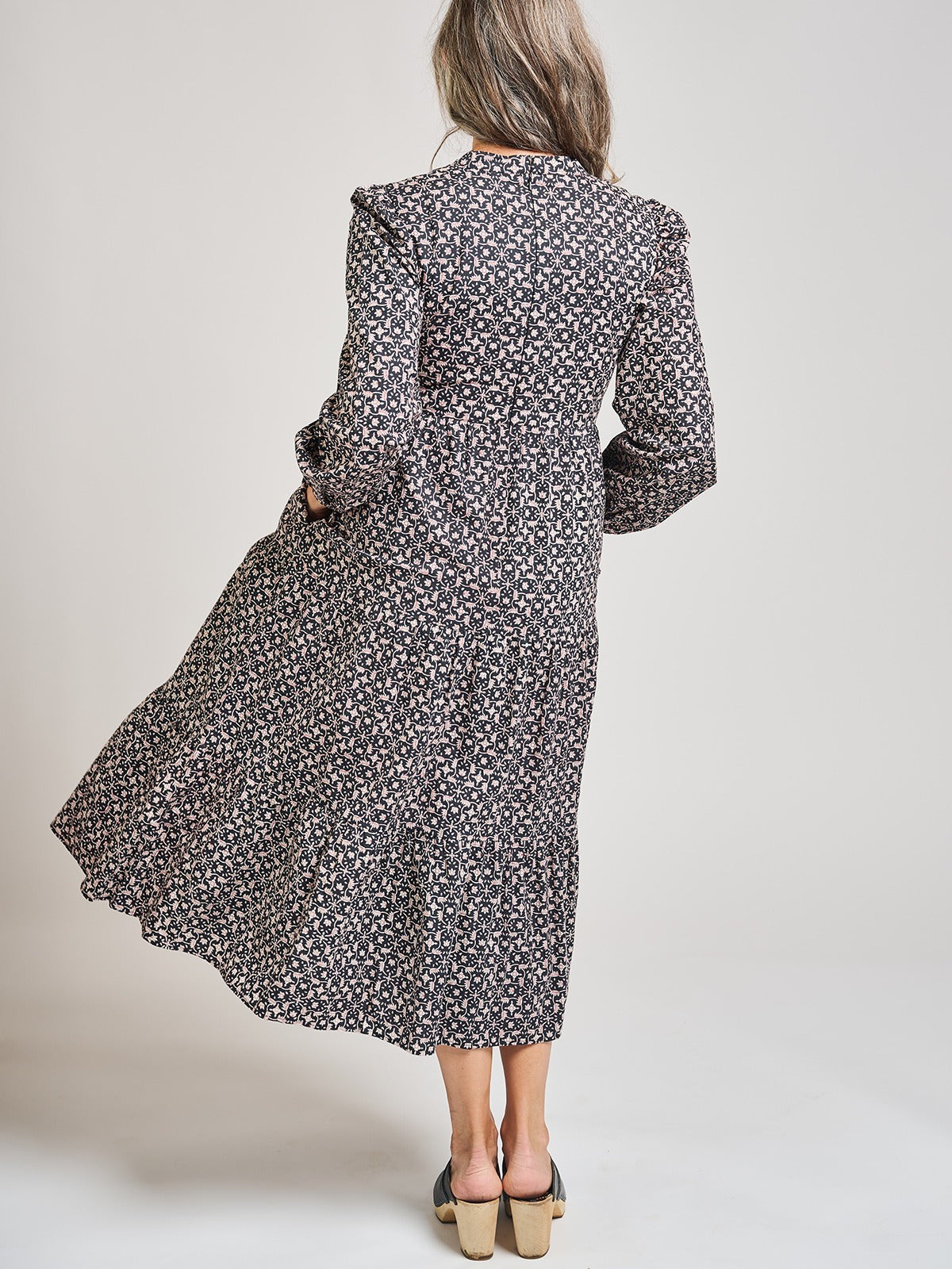 Norah Tiered Dress - Black Botanical - Image 4