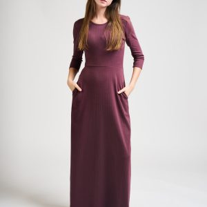 Mumbai Maxi Dress - Eggplant Rib Knit - Image 1