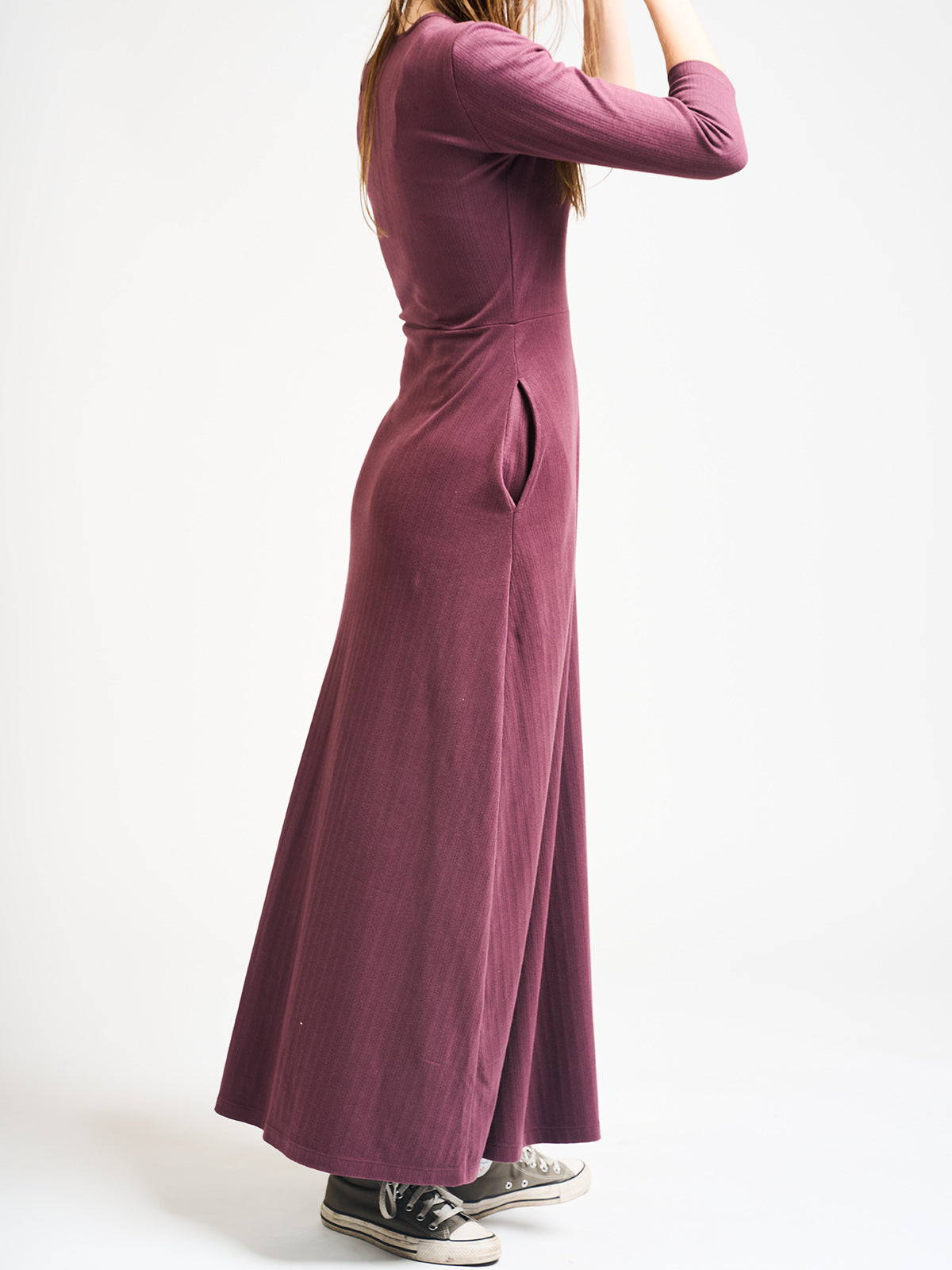 Mumbai Maxi Dress - Eggplant Rib Knit - Image 2