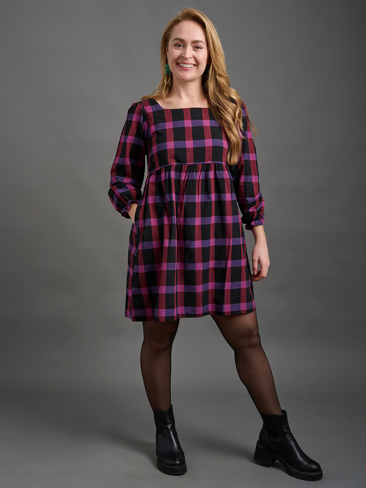 Nico Mini Dress - Ultra Violet Plaid - Image 1