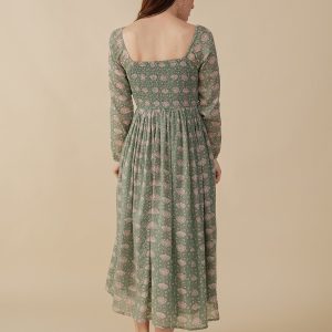 Hailee Smocked Midi Dress - Aegean Teal Floral - Image 4