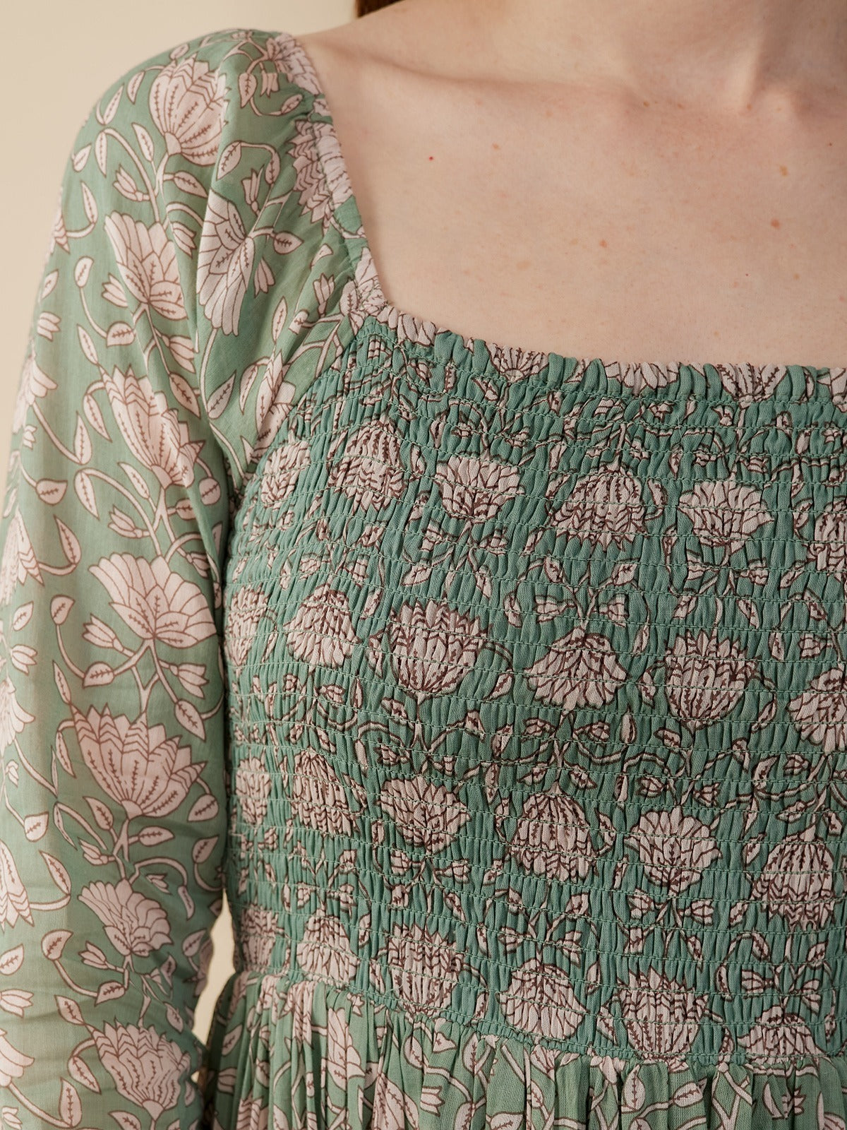 Hailee Smocked Midi Dress - Aegean Teal Floral - Image 2