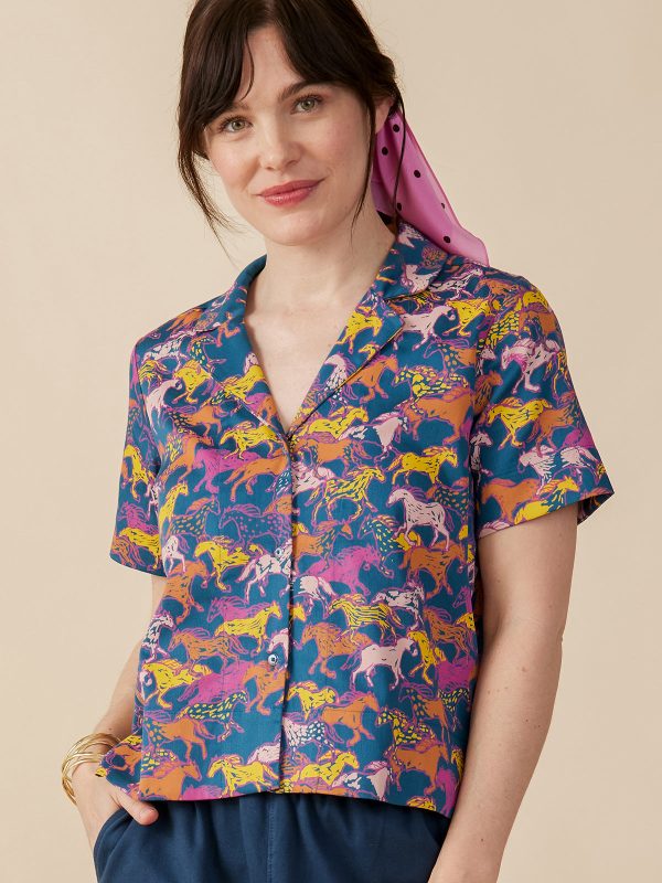 Camp Shirt - Blue Horses