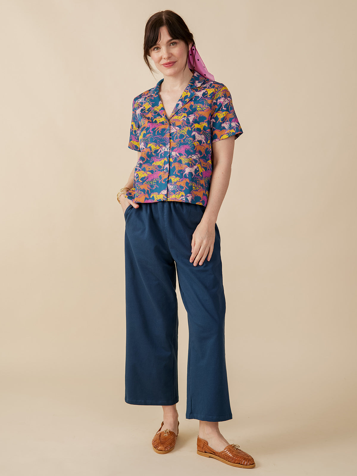 Fae Wide-Leg Pant - Loop Knit Blue - Image 3