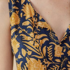 Thais Tiered Sleeveless Dress - Navy Botanical - Image 2