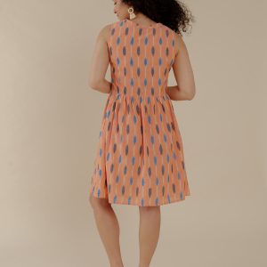 Kerala Placket Dress - Peach Ikat - Image 4