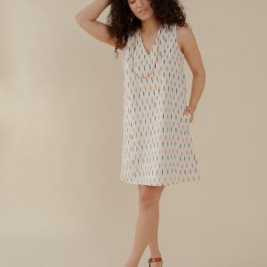 Milan Shift Dress - Ivory Ikat - Image 1