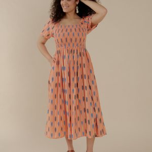 Teddy Dress - Peach Ikat - Image 1