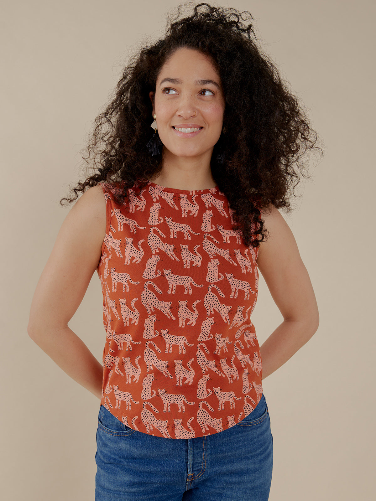 Millie Muscle Tee - Leopard Sienna - Image 1