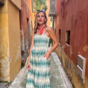 Sofia Midi Dress - Teal Ikat - Image 1