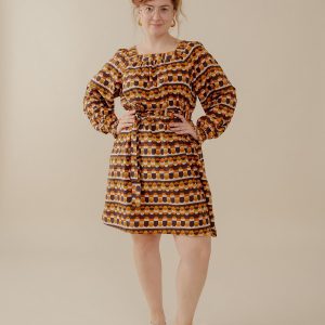 Alexis Long Sleeve Mini Dress - Circle Stripe Desert - Image 2