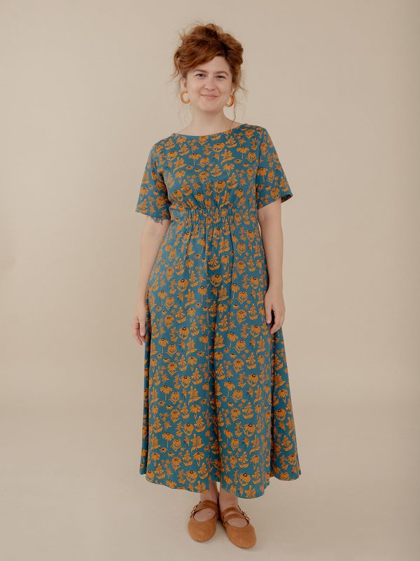 Artsy Traveler Midi Dress - Teal Floral