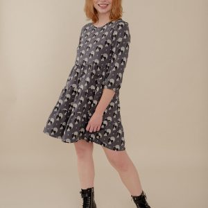 Bellini Long Sleeve Dress - Vase Cluster Graphite - Image 1