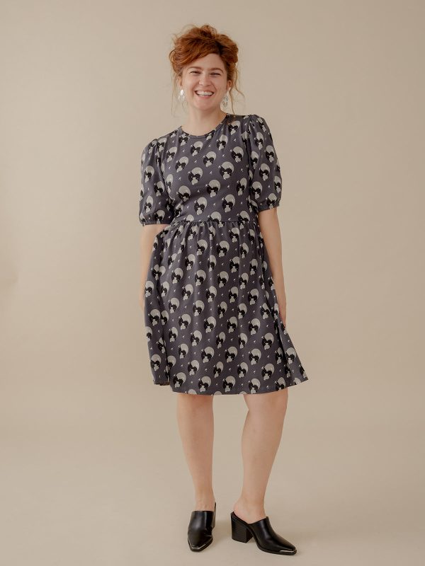 Inez Bubble Sleeve Dress - Vase Cluster Graphite