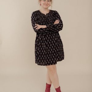 Victoria Tunic Dress - Black Mini Blossom - Image 1