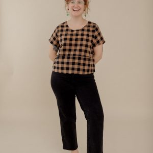 Odelia Top - Black and Tan Gingham - Image 3