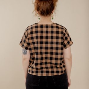 Odelia Top - Black and Tan Gingham - Image 5