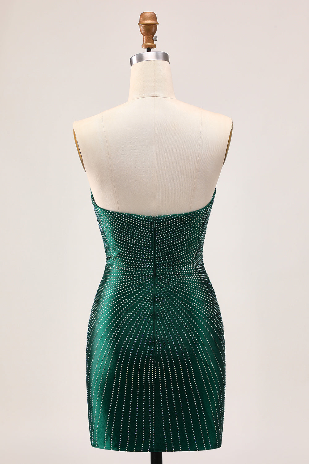 Strapless Bodycon Beaded Dark Green Homecoming Dress With Slit - Image 2
