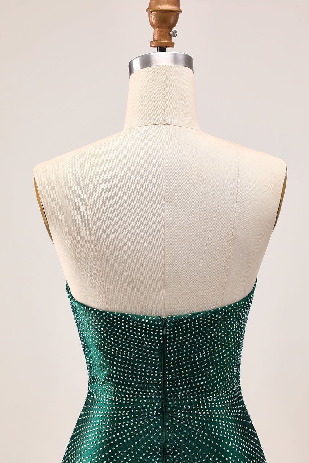 Strapless Bodycon Beaded Dark Green Homecoming Dress With Slit - Image 7