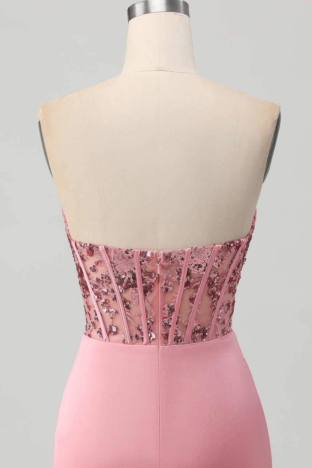 Strapless Corset Bodycon Blush Homecoming Dress with Sequins - Image 7