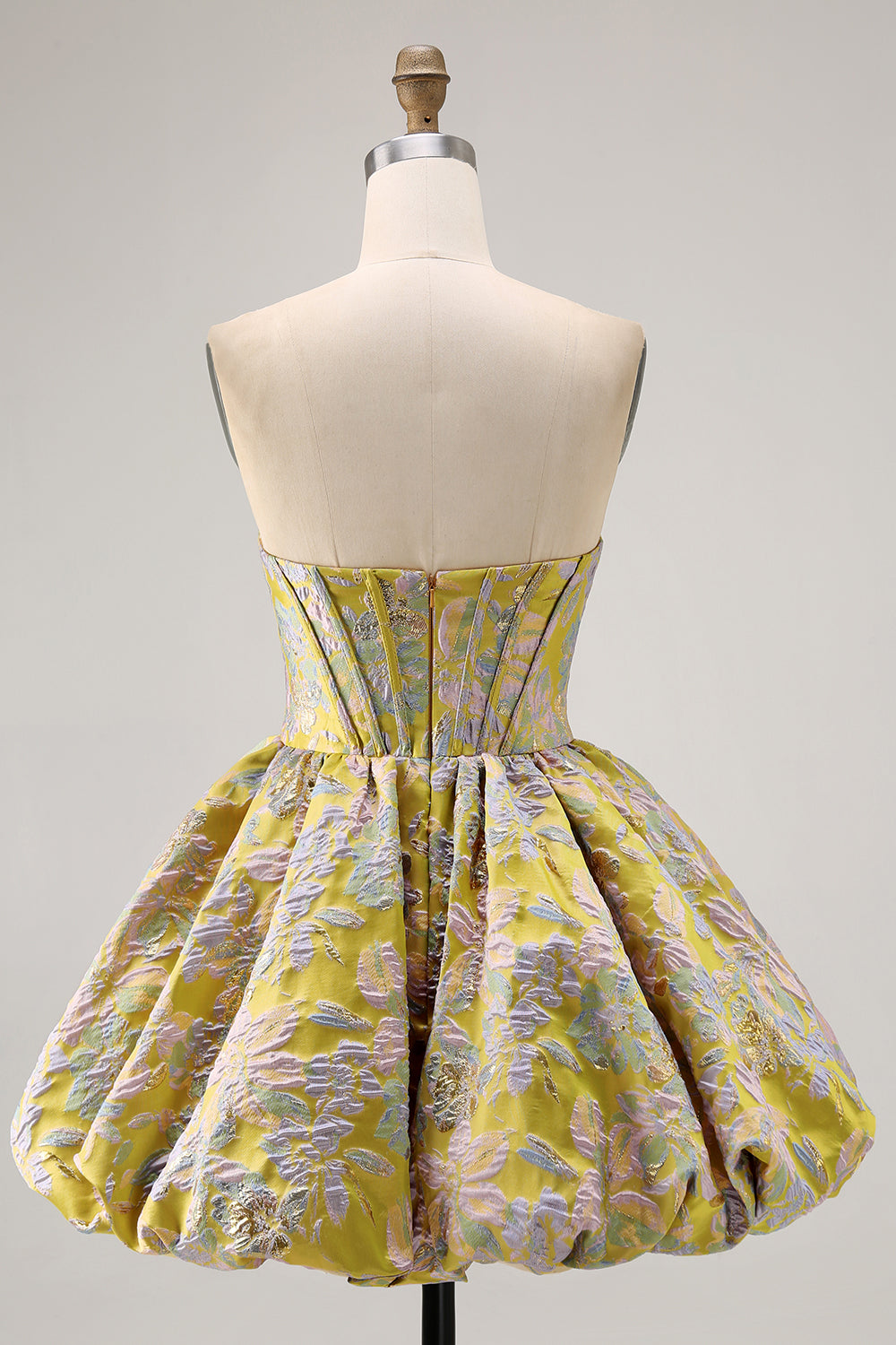 Strapless Floral Brocade Corset A Line Purple Homecoming Dress - Image 8