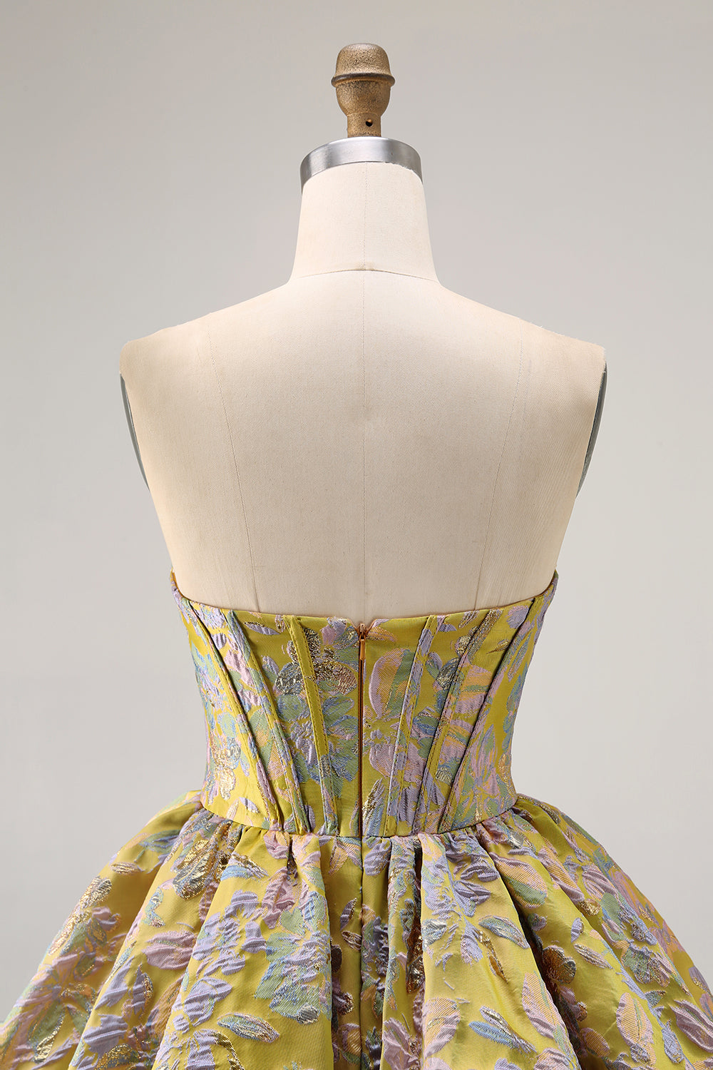 Strapless Floral Brocade Corset A Line Purple Homecoming Dress - Image 11