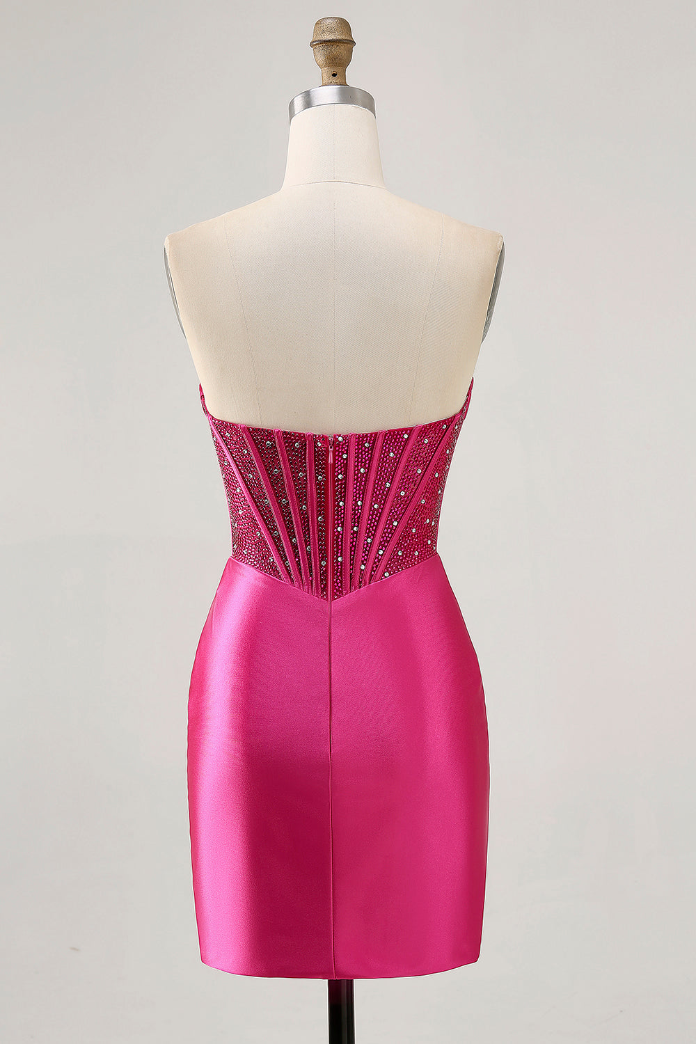 Strapless Fuchsia Corset Homecoming Dress with Beading - Image 2