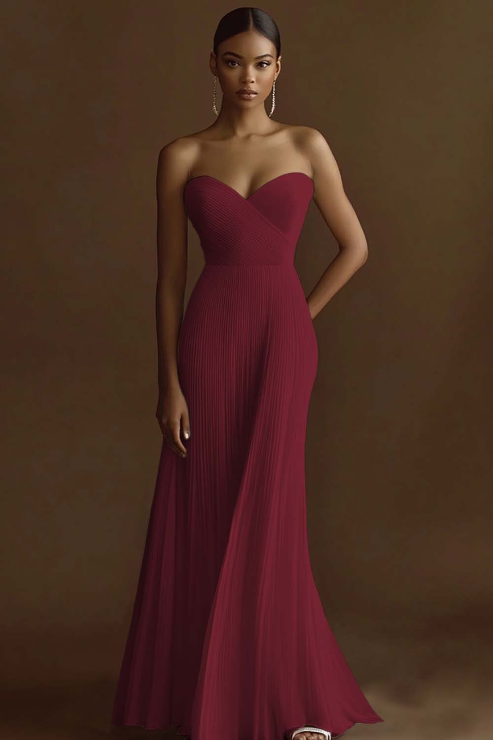 Strapless Ivory Pleated Engagement Dress - Image 4