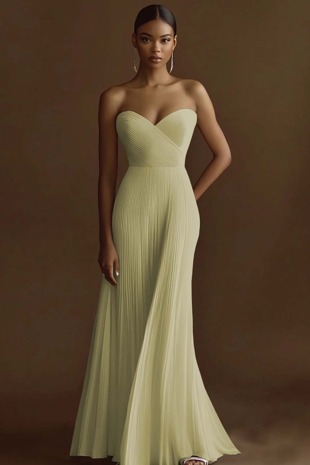 Strapless Ivory Pleated Engagement Dress - Image 5